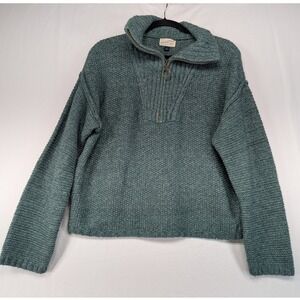 Universal Thread Mens Teal Blue Textured Popcorn Knit Quarter Zip Sweater Large